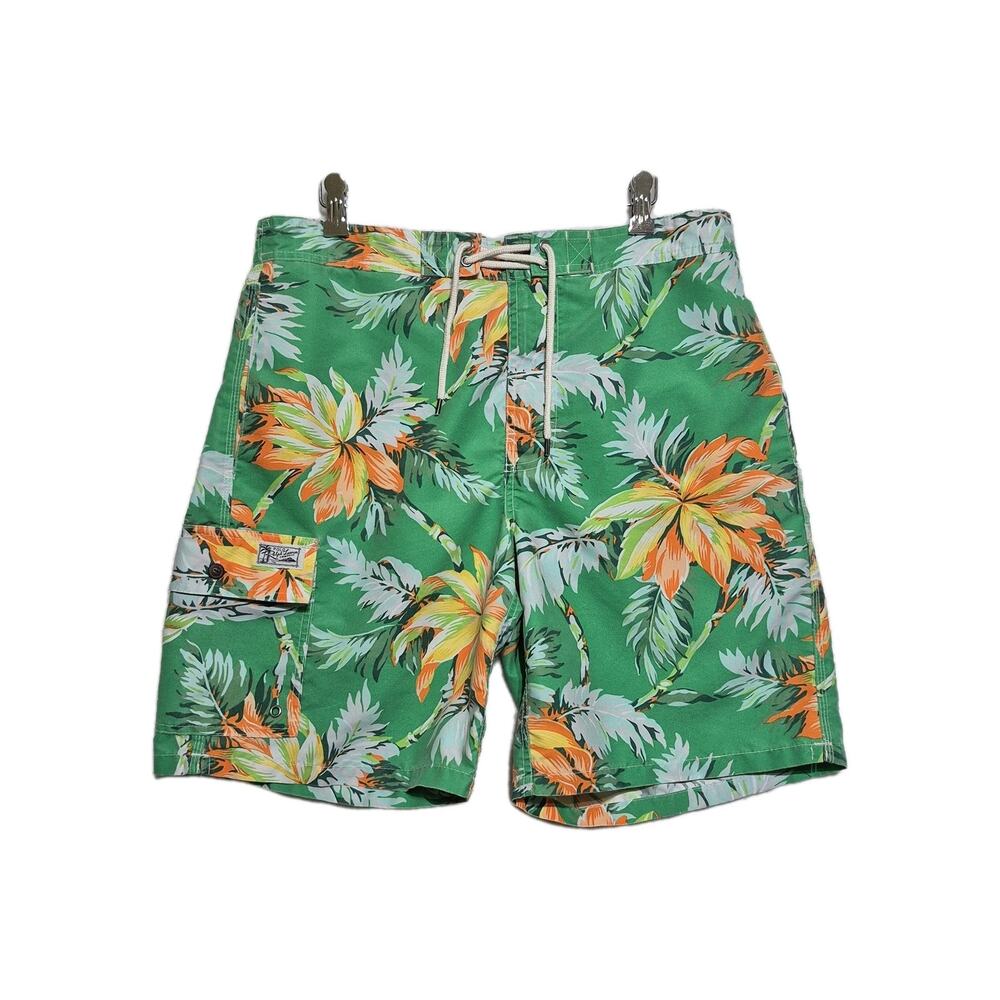 Polo Ralph Lauren Swim Shorts Hawaiian Print Lined Trunks Large Pockets Beach